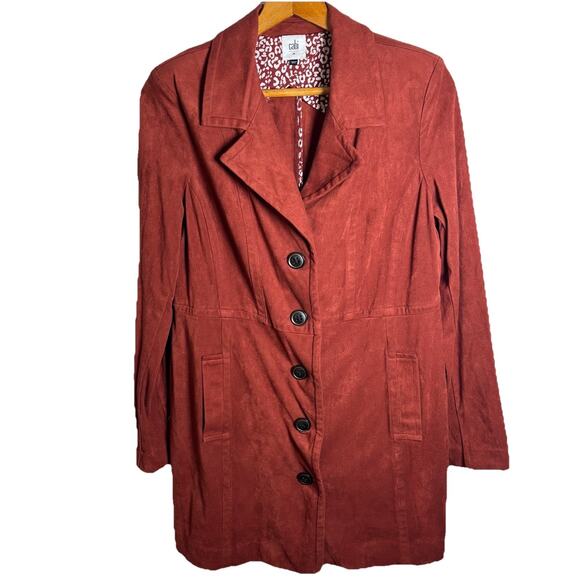 CAbi Jackets & Blazers - Cabi Penny Lane Faux Suede Rust Brown Longline Button Front Jacket Coat Size M